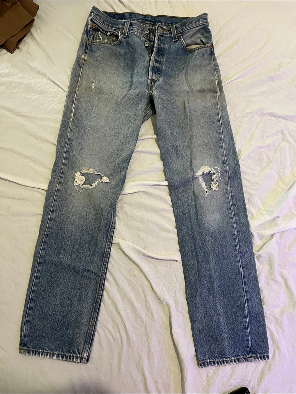 Levi's women’s Distressed Light Blue Straight Jeans